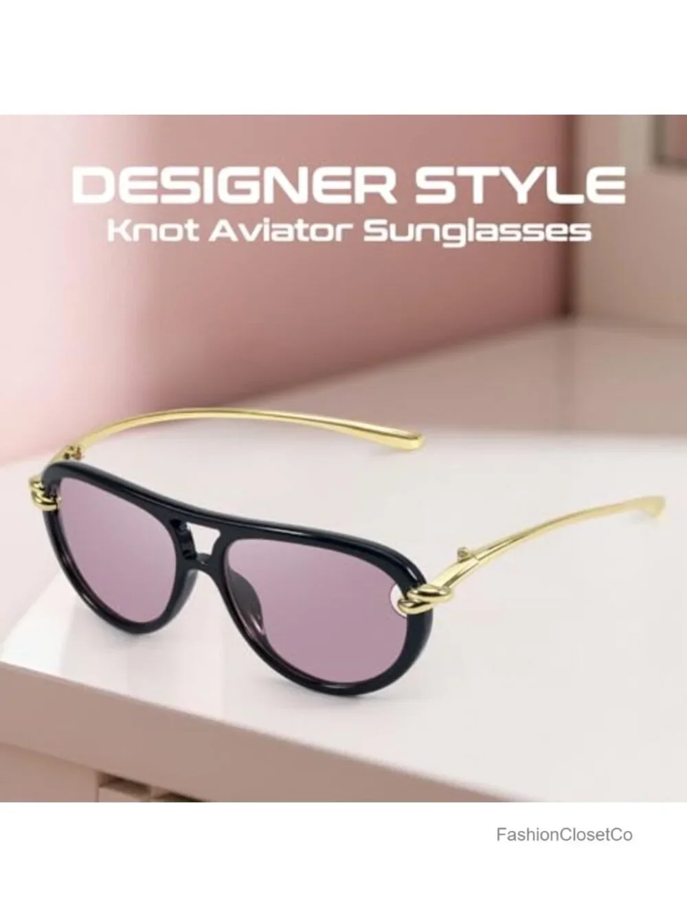 Oversized Aviator Sunglasses Women Metal Temples Double Bridge UV Protection